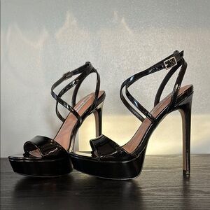 Elegant Black Strappy High Heels